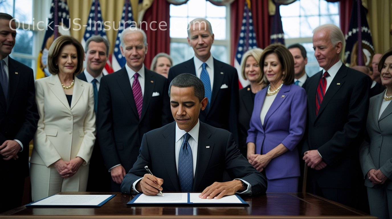 President Barack Obama signing the Affordable Care Act into law in 2010