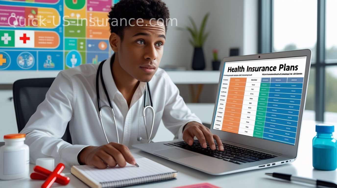 Person comparing health insurance plans on a laptop.
