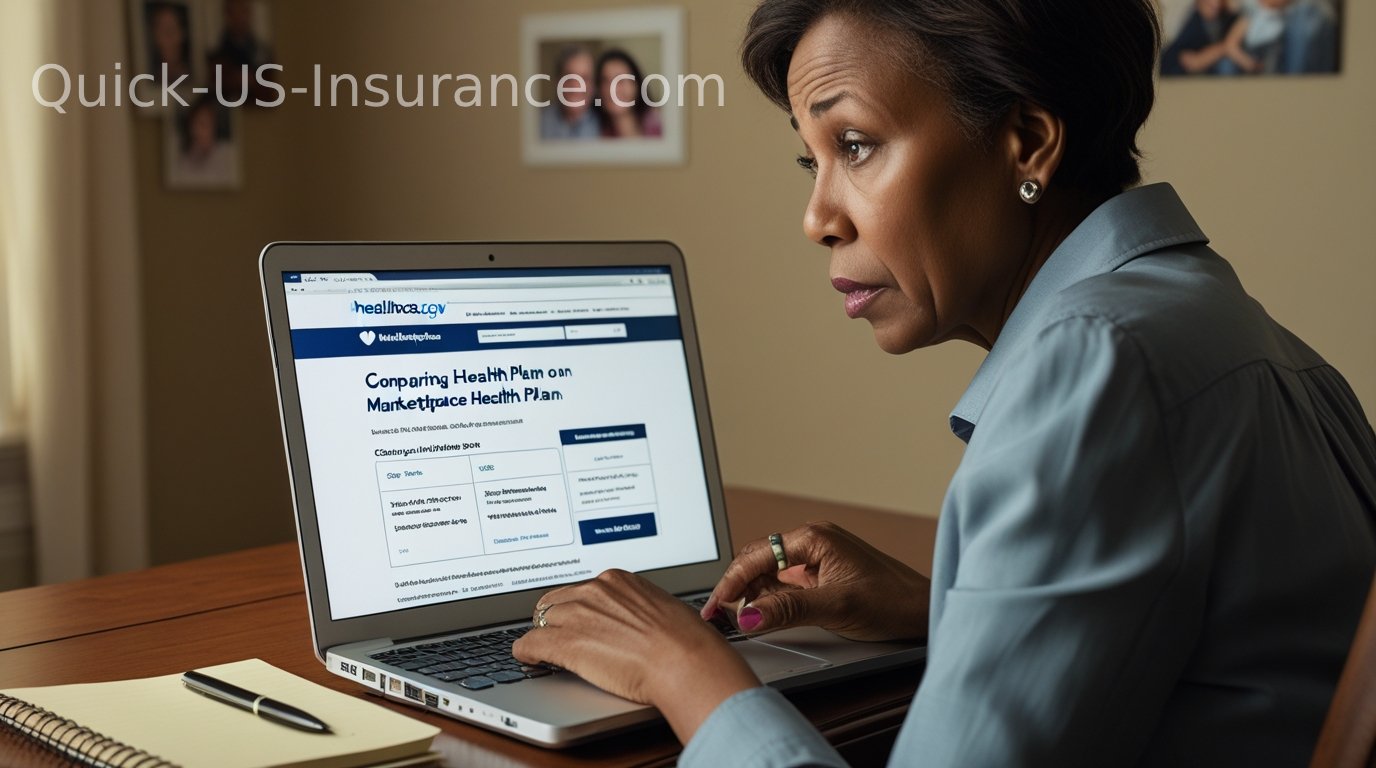 Individual shopping for health insurance plans on the ACA marketplace website.