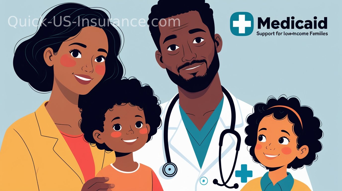 Medicaid healthcare coverage for low-income families in the United States.