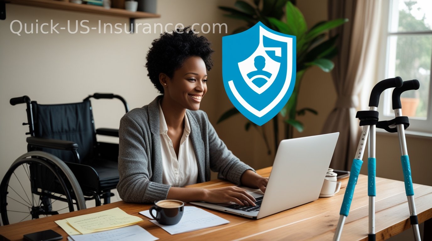 Illustration of worker covered by disability insurance while recovering from injury.