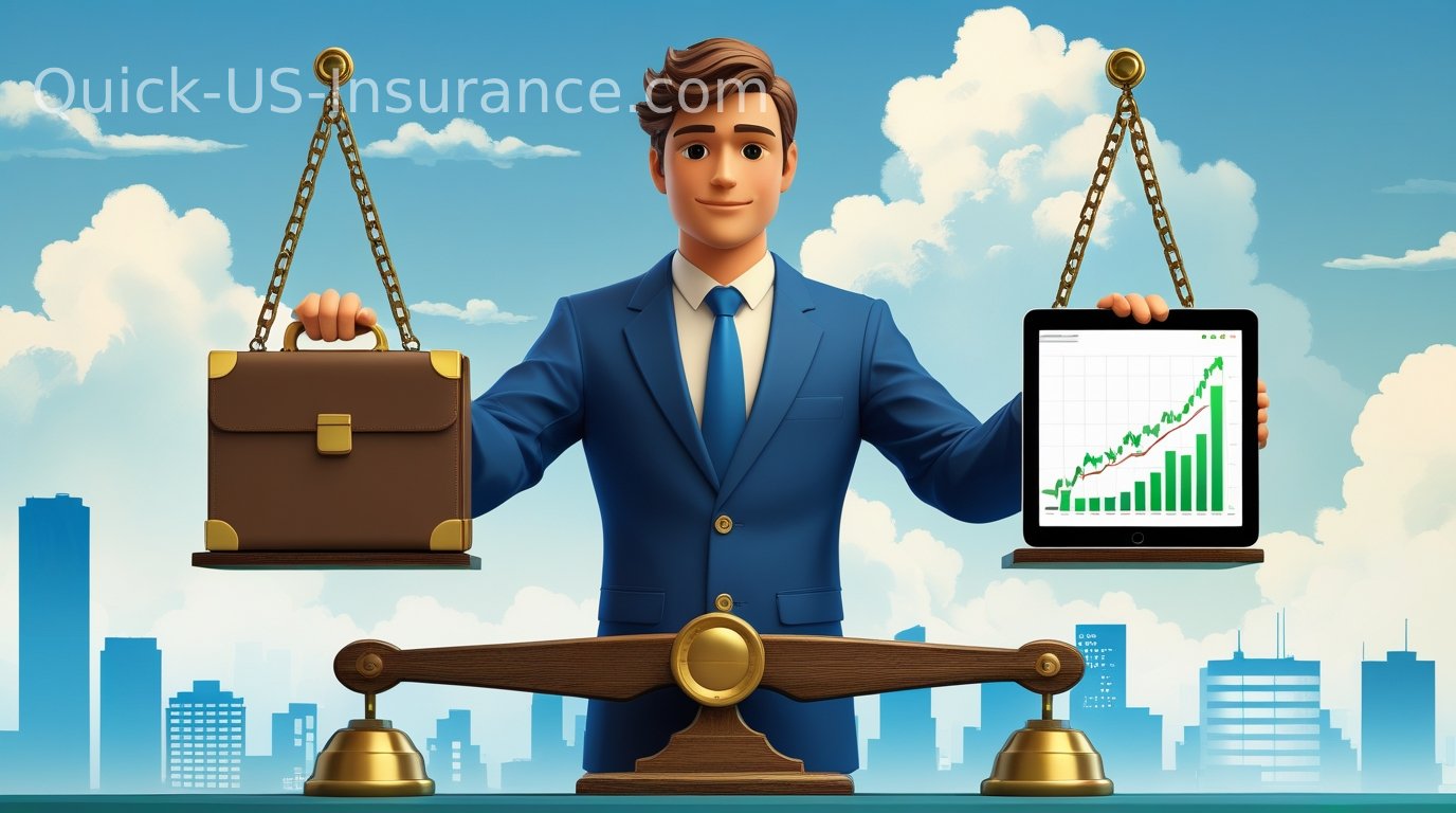 Insurance company balancing premiums, claims, and investments to stay profitable