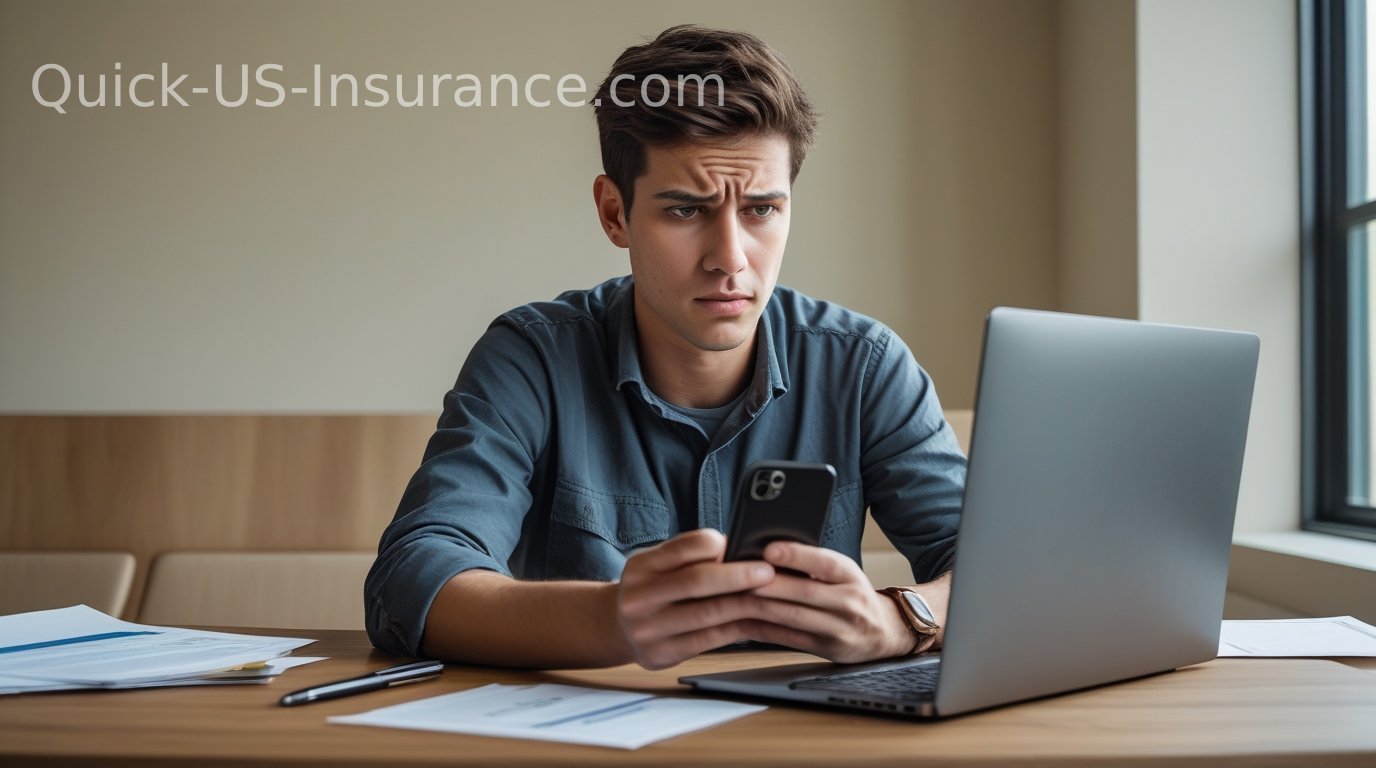 Young person exploring short-term health insurance plans on smartphone.