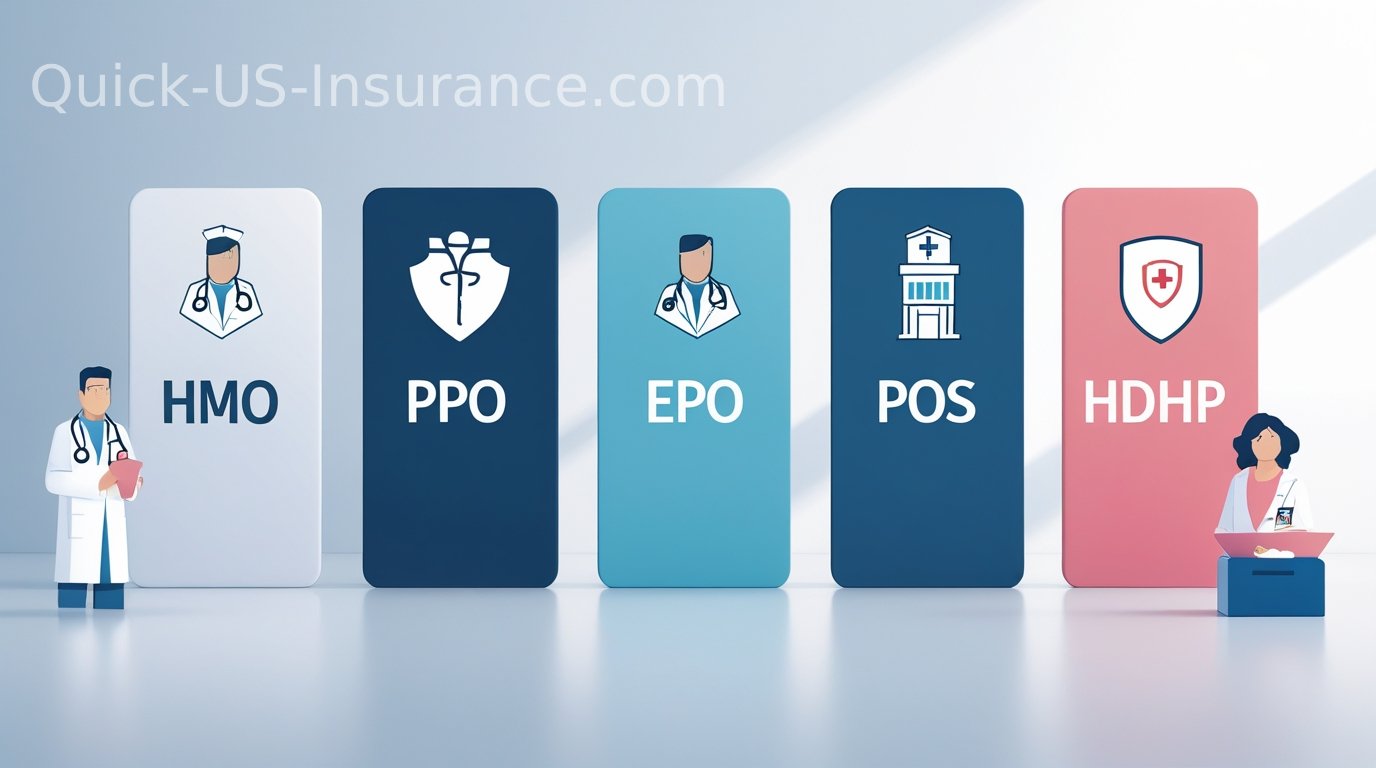 Infographic showing different types of health insurance plans.